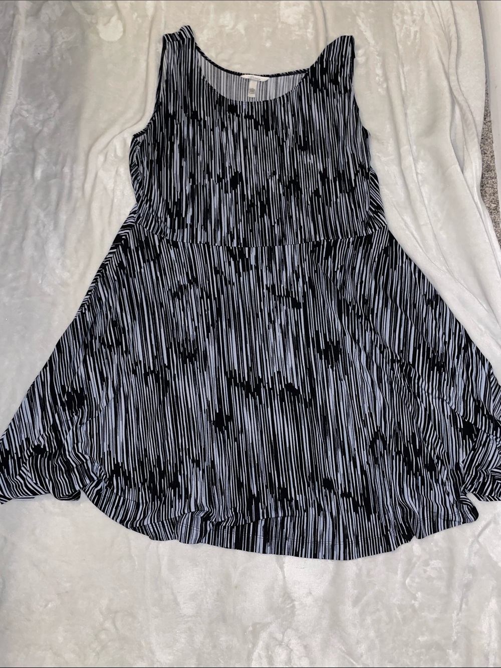 Soma Black & White Sleeveless Stripe-Print A-Line Tunic